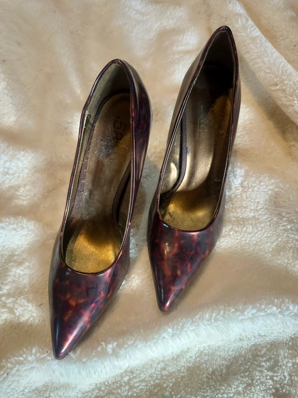 Pointed-Toe Women's Pumps in Burgundy Tortoiseshell